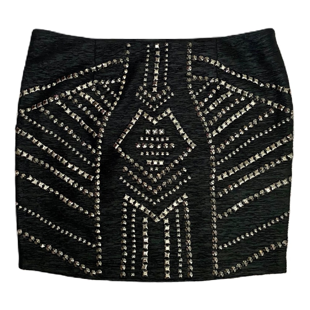 Guess Studded Mini Skirt Size 0 Black Charcoal NWT